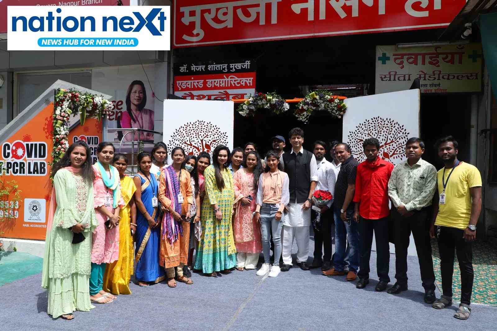 Dr Major Shantanu Mukerji along with his team during the inauguration of Advance Diagnostics Pathlab for COVID RT-PCR at Indora Square in Nagpur